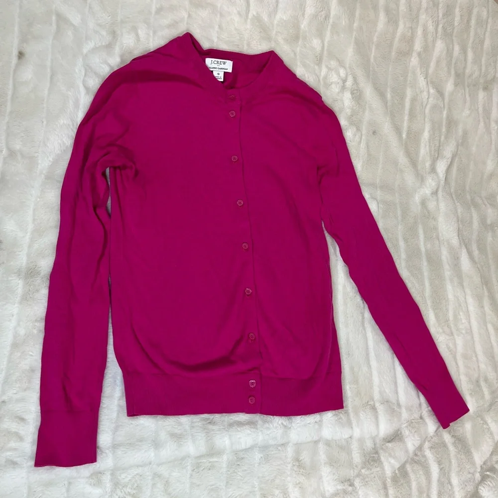J. Crew Dark Pink XS/S Button Office Preppy Light Cardigan Work Spring Fall Slim